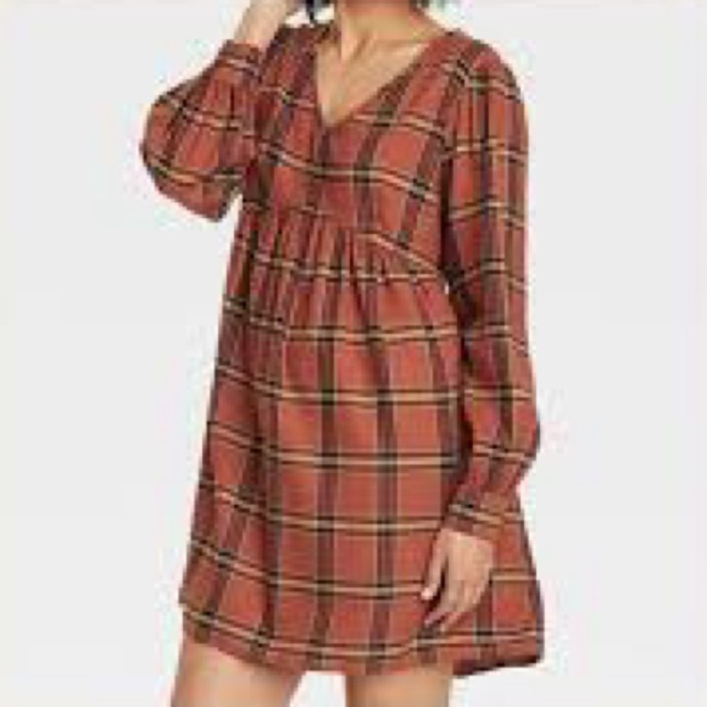 Plaid V-Neck Dress Knox rose